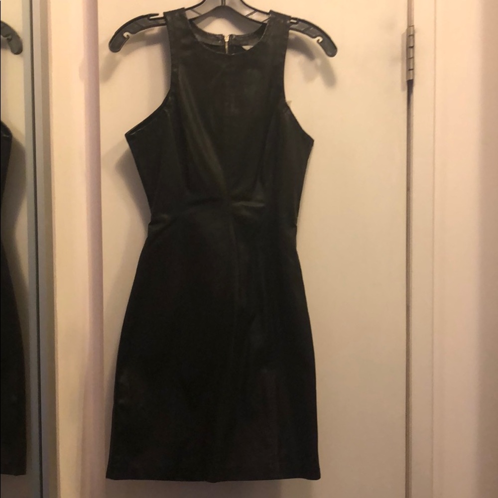 Sexy pleather dress with open low back